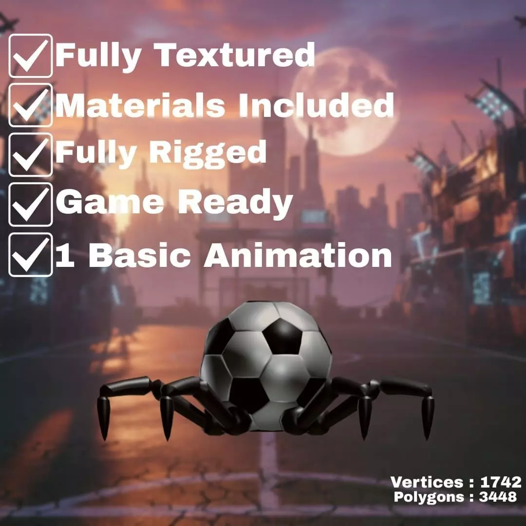 Spider Soccer Game Ready Low-poly 3D model