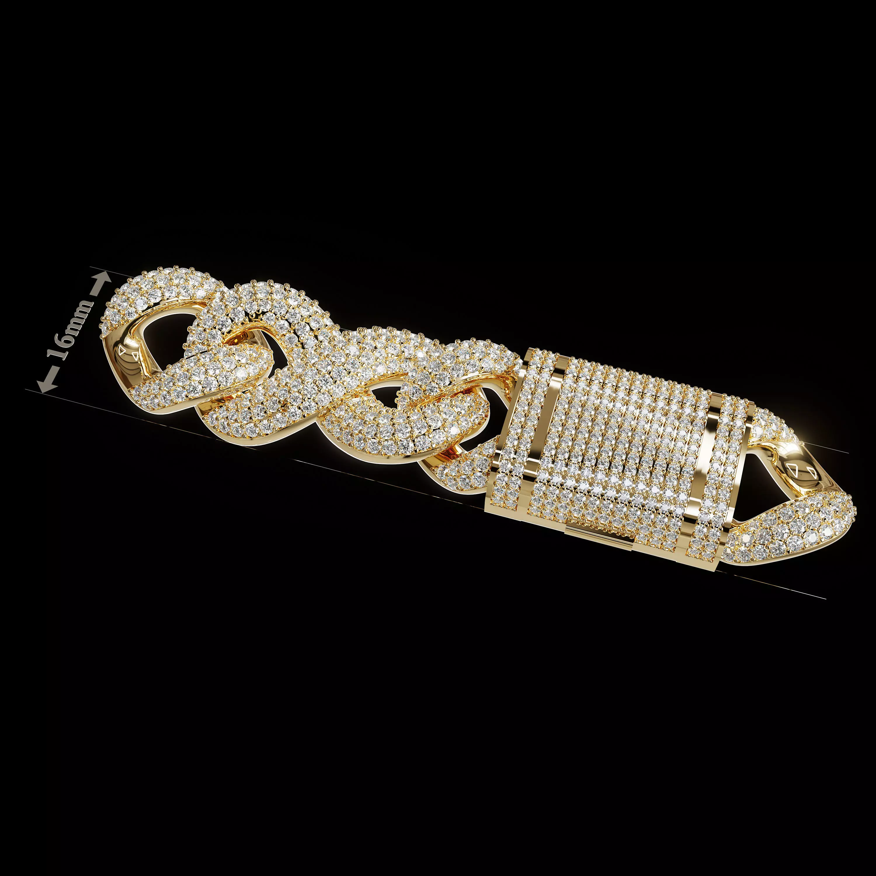 16mm Wide CUBAN and INFINITY Chain Necklace Full Lock Box -SOLID 3D print model