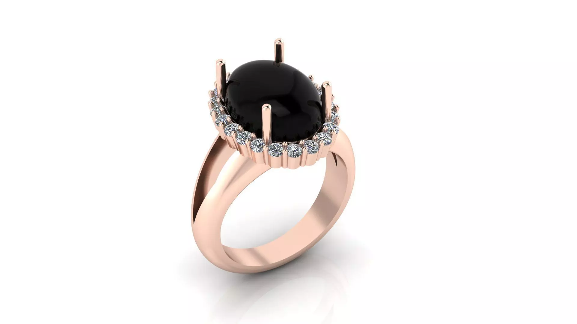 oval halo engagement jewelry ring 3D print model