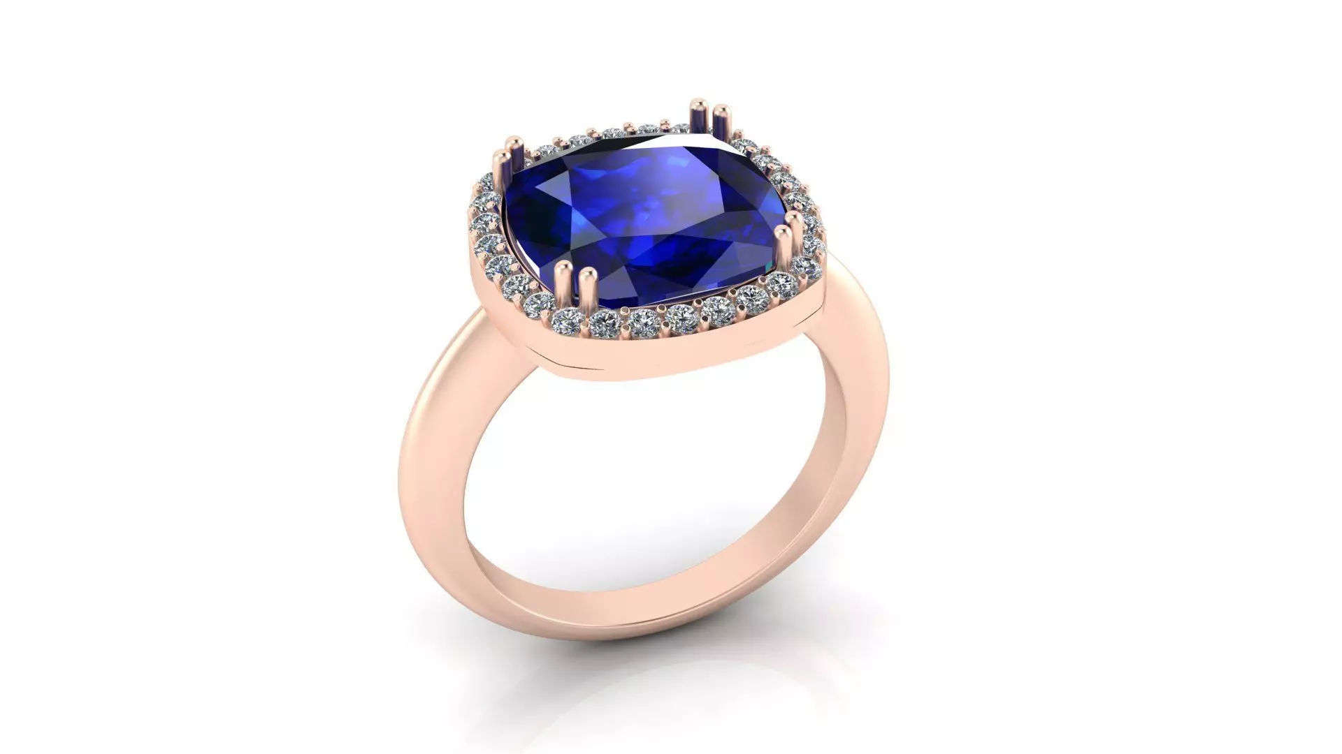 cushion halo engagement jewelry ring 3D print model