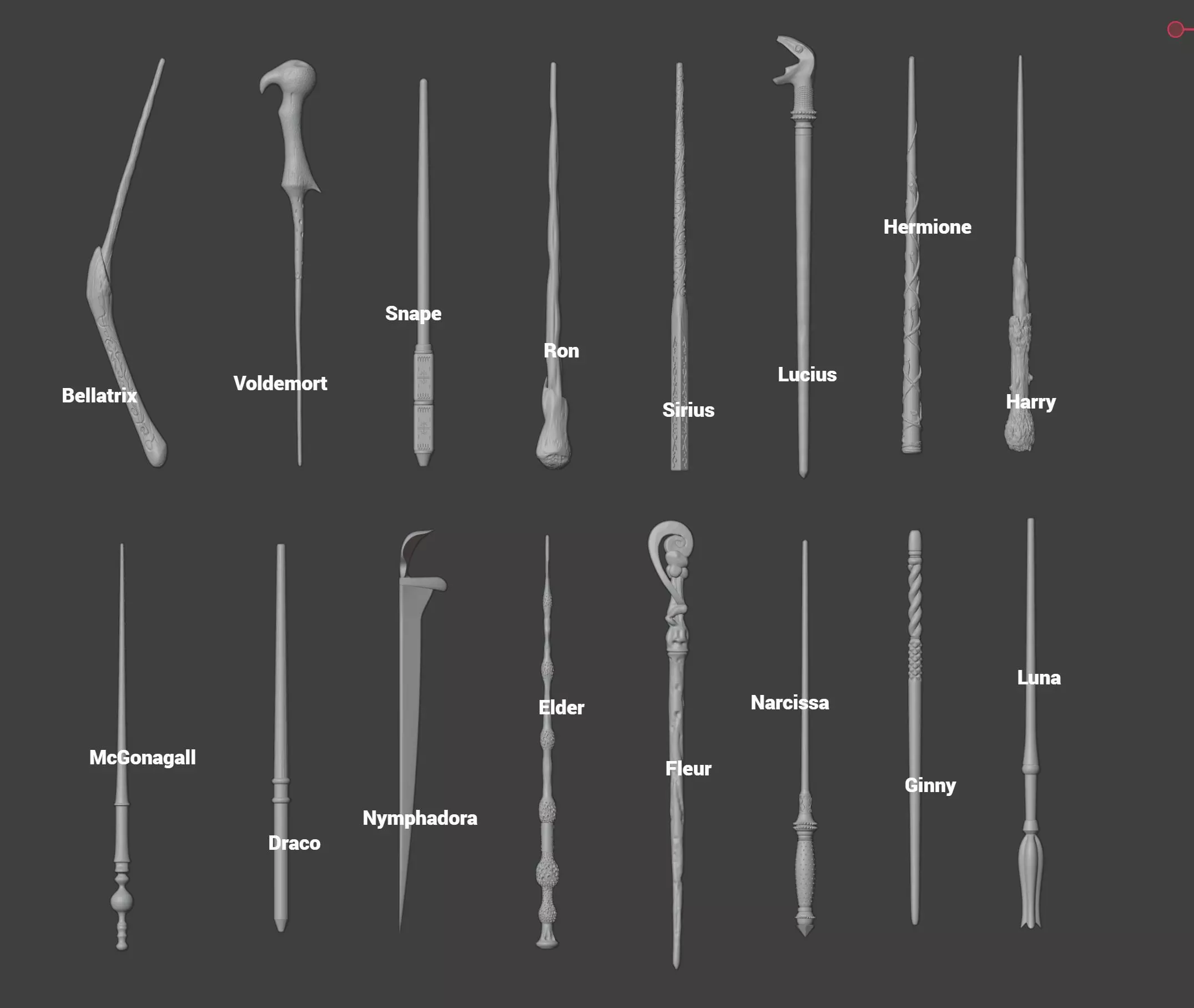 Harry Potter 16 Wands STL ready to 3D print 3D print model