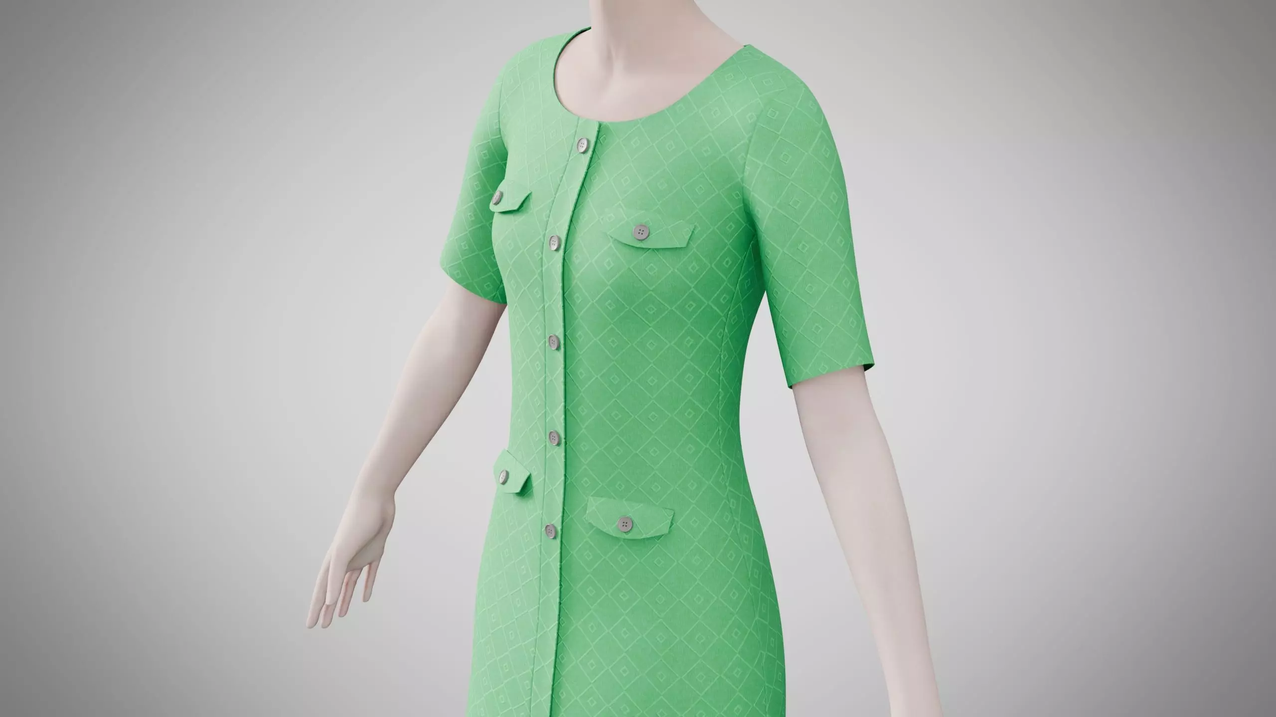 bud green dress 3D model 37 VR / AR / low-poly pretty maxi dress