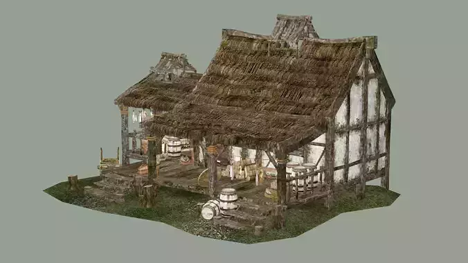 Medieval Small House By Dante 3D Model Low-poly 3D model 2