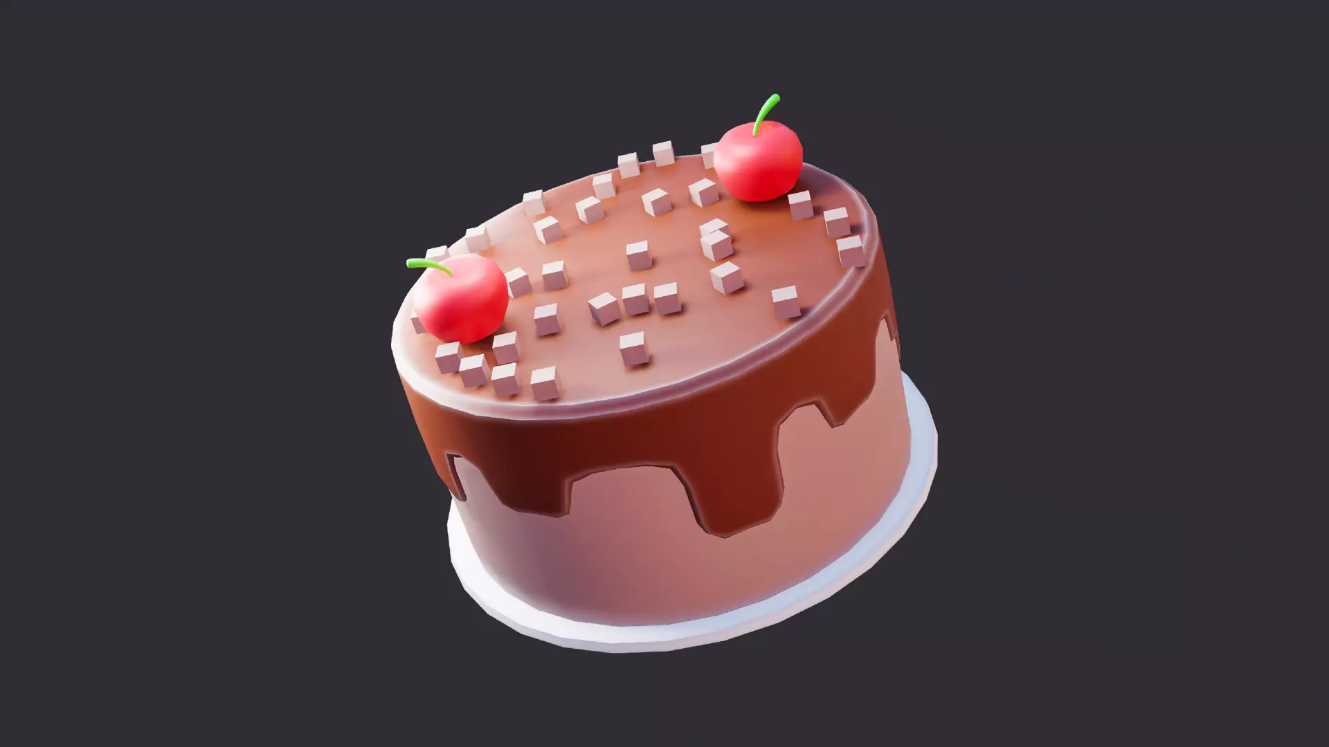 Low Poly Chocolate Cake 3D model