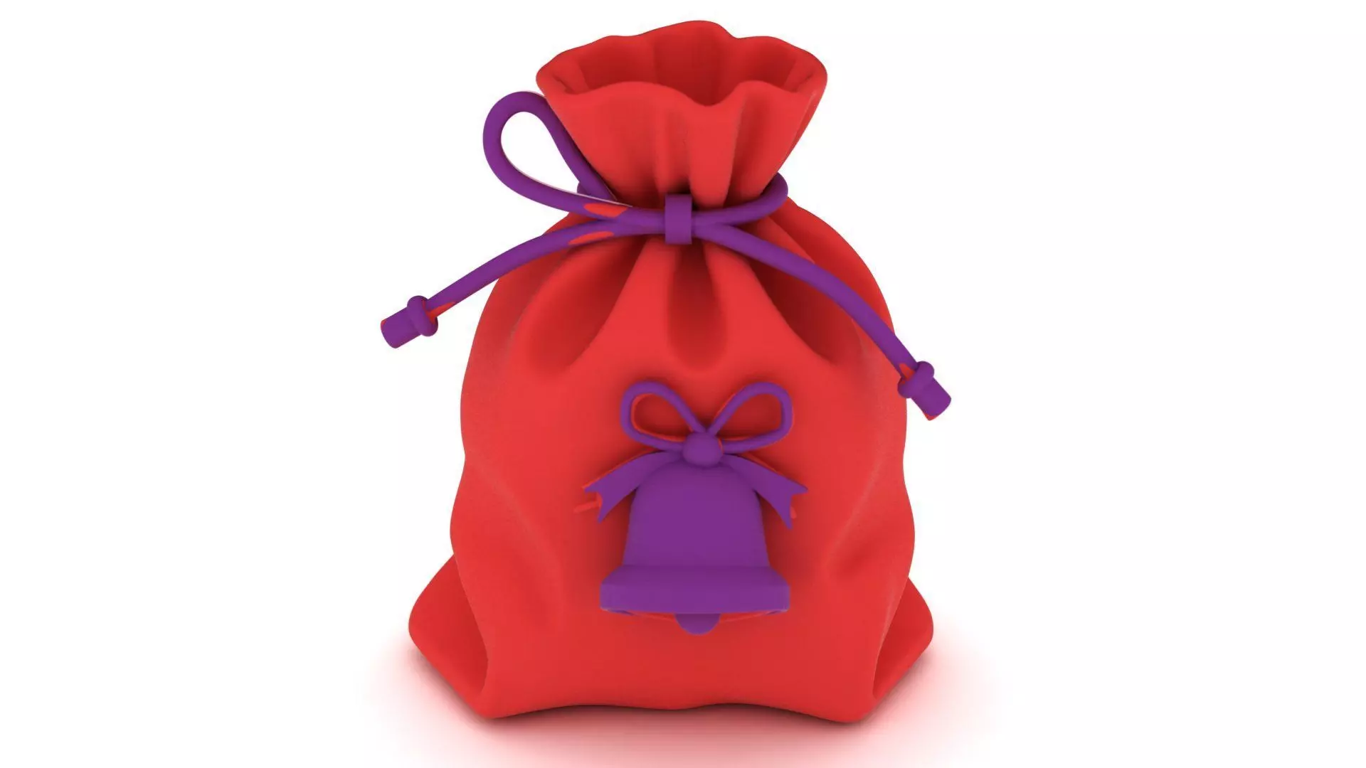 3D Printable Red Gift Bag with Bell Decoration 3D print model