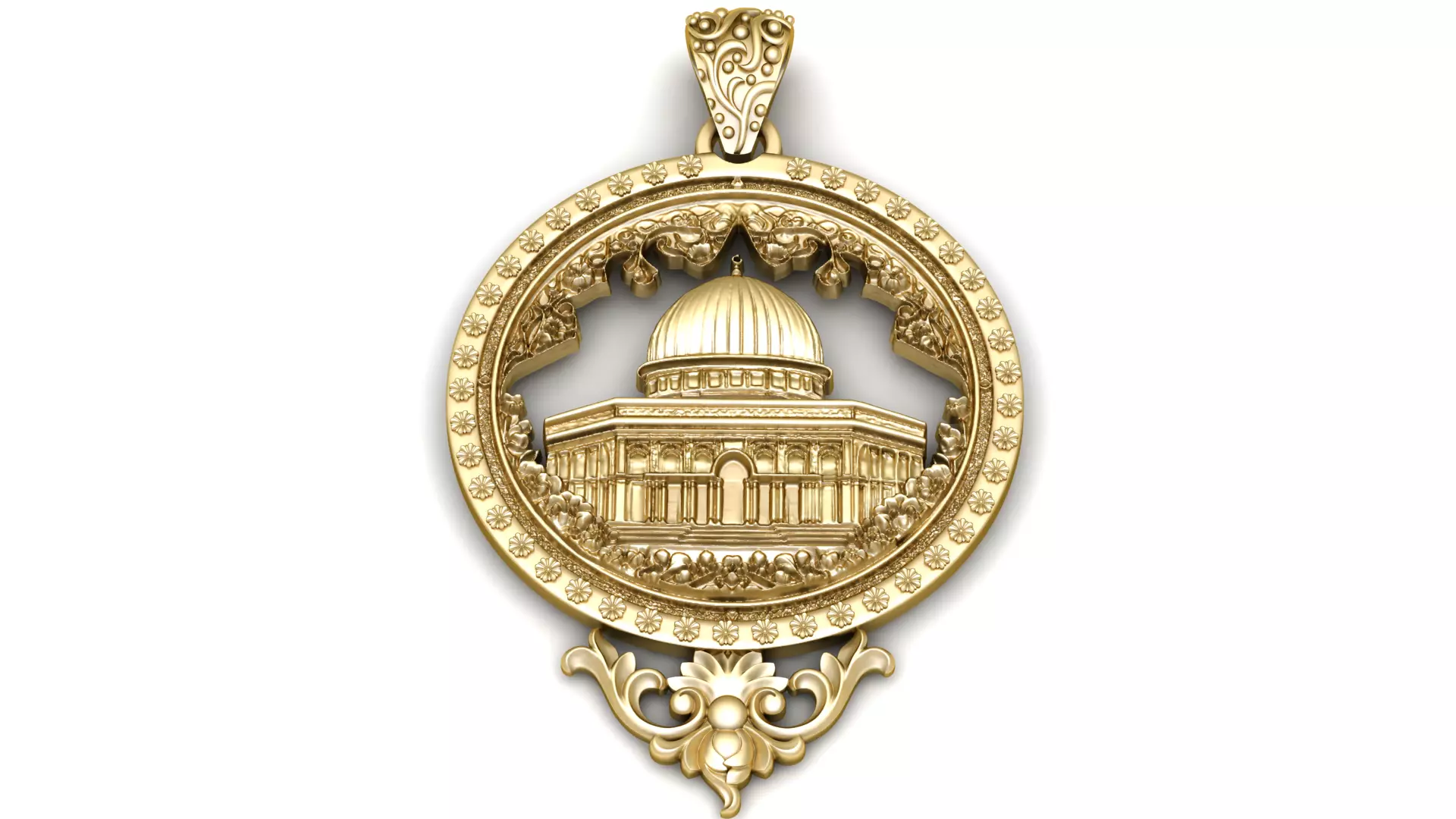 Medallion Pendant Classical Architectural Gold Jewelry 3D print model