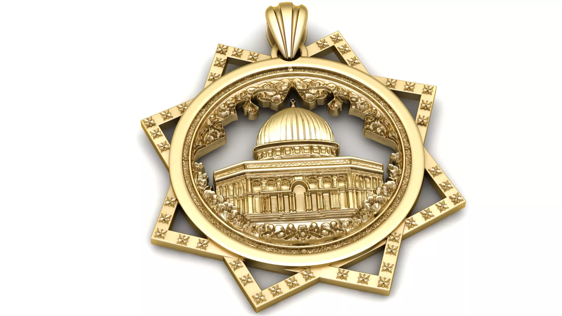 Floral Dome Monument Pendant with Emerald Accents 3D print model