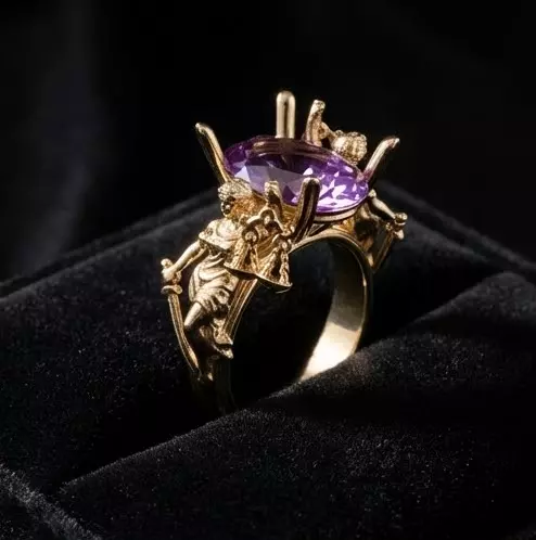 Ornamental Female Figure Ring Sculptural Jewelry 3D Model 3D print model