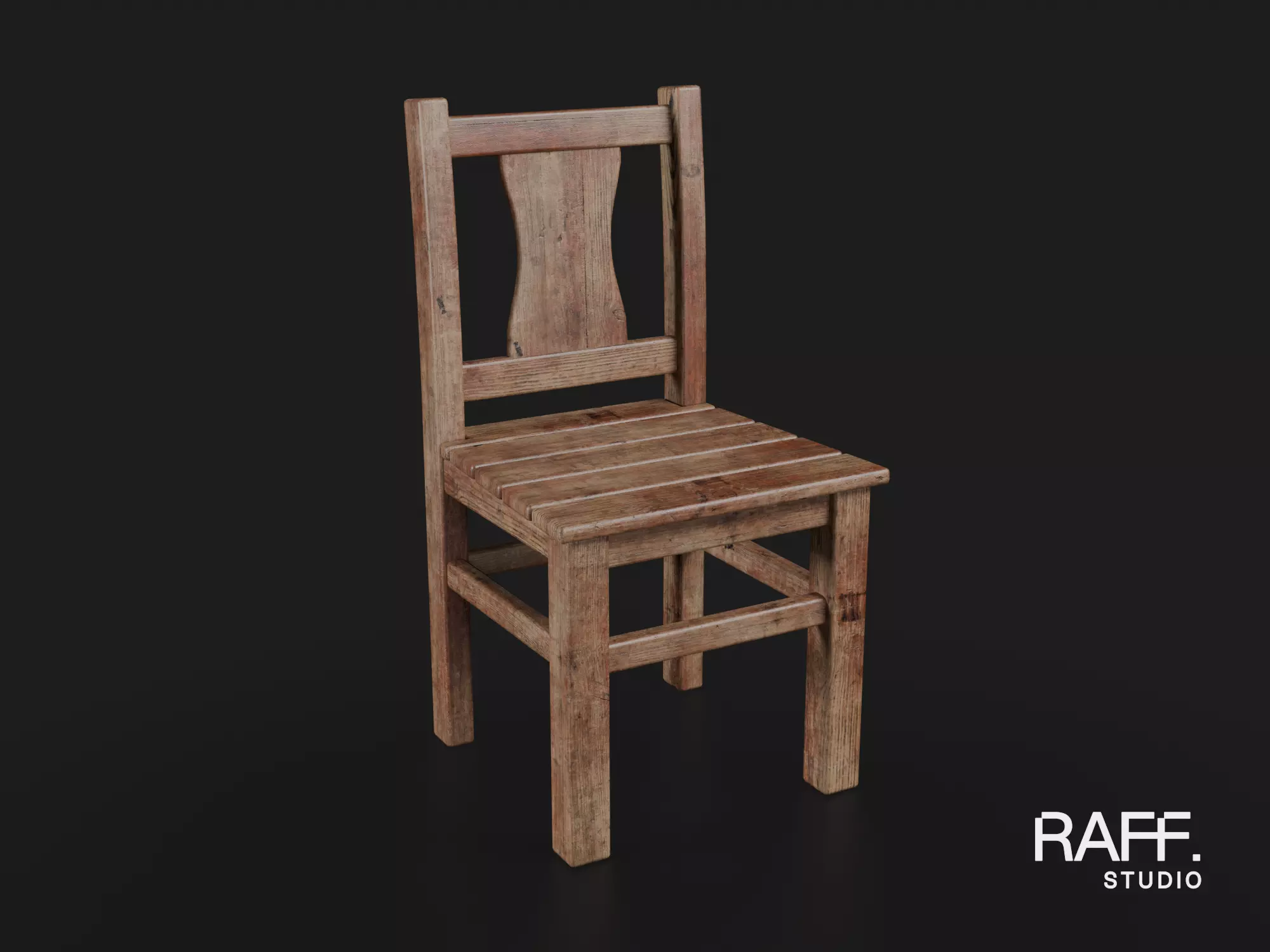 Rustic Wooden Chair - Country Furniture Free 3D model