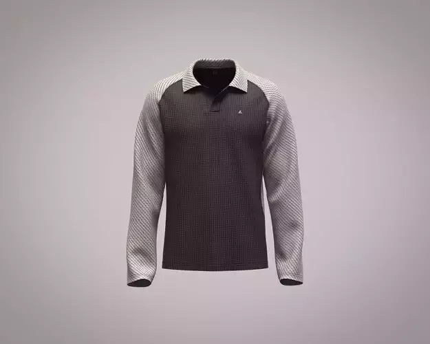 Mens raglan polo shirt with cut and sew detailing 3D model