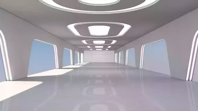 Empty White Corridor 3D model