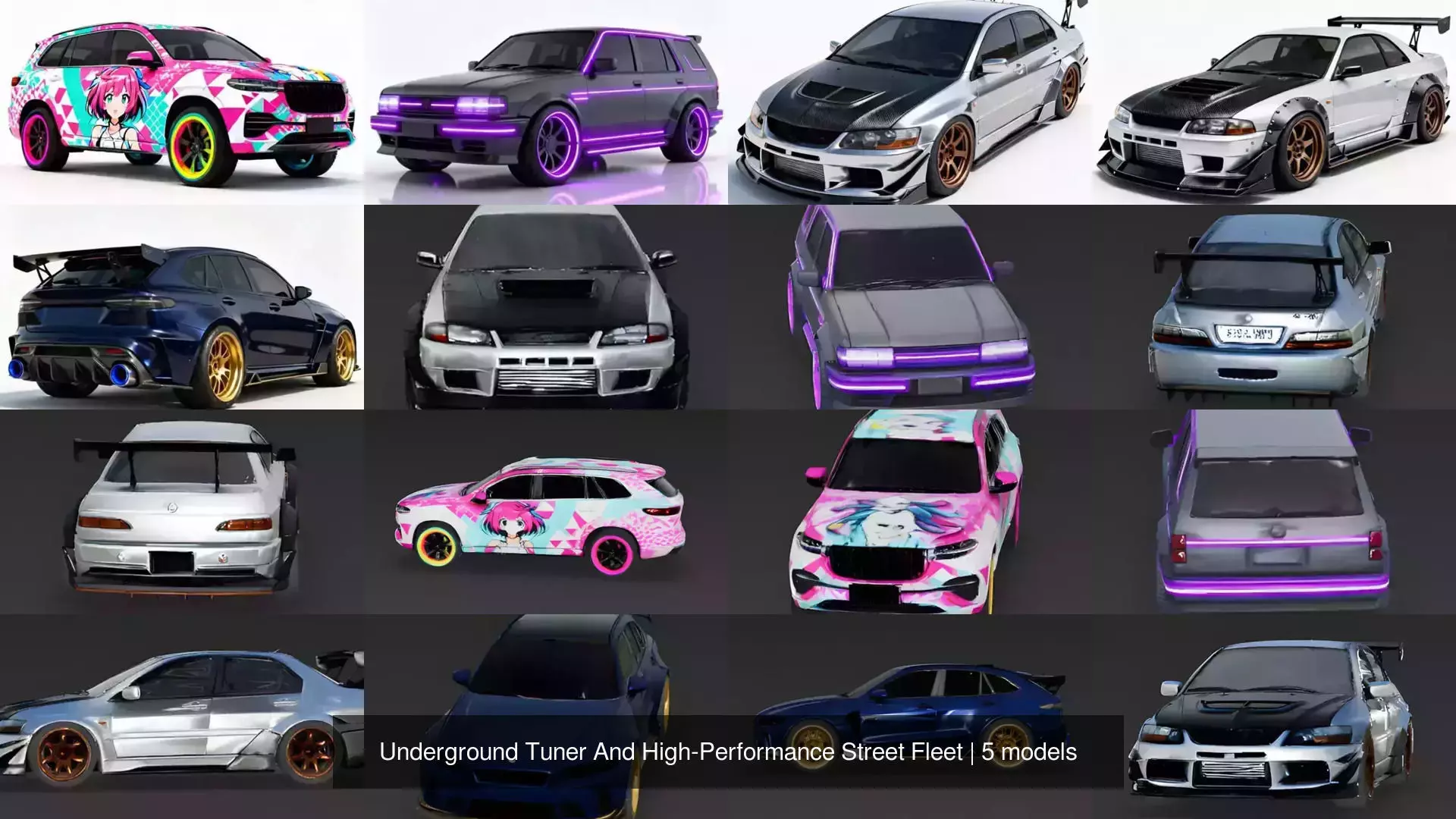 Underground Tuner And High-Performance Street Fleet 3D Model Pack