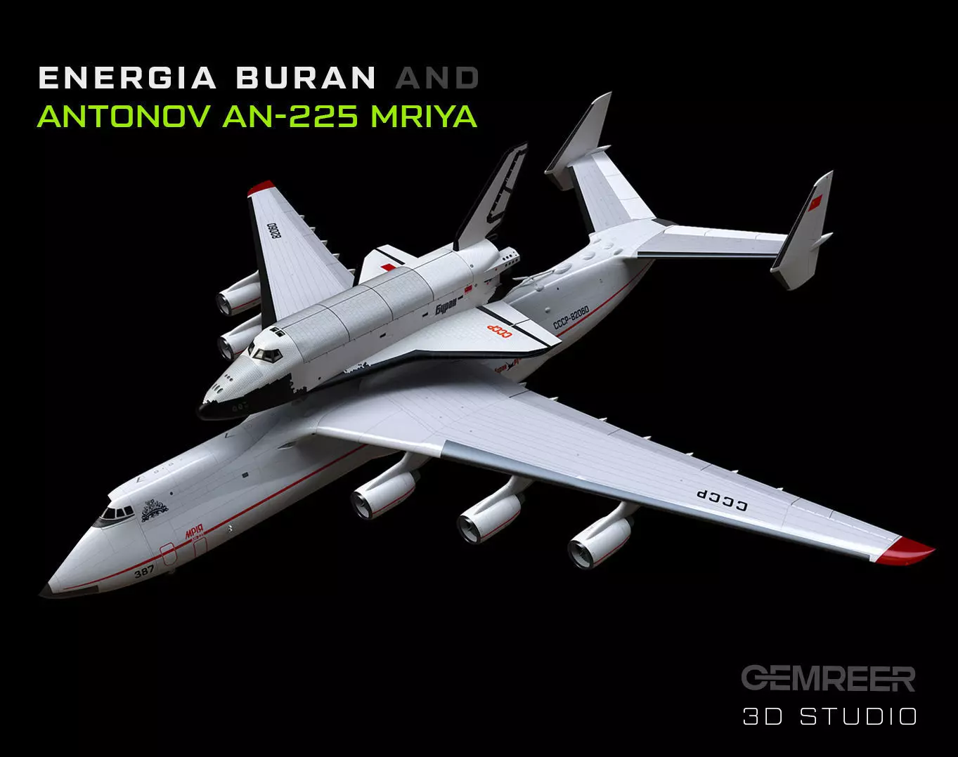 Energia Buran and Antonov An-225 Mriya 3D model