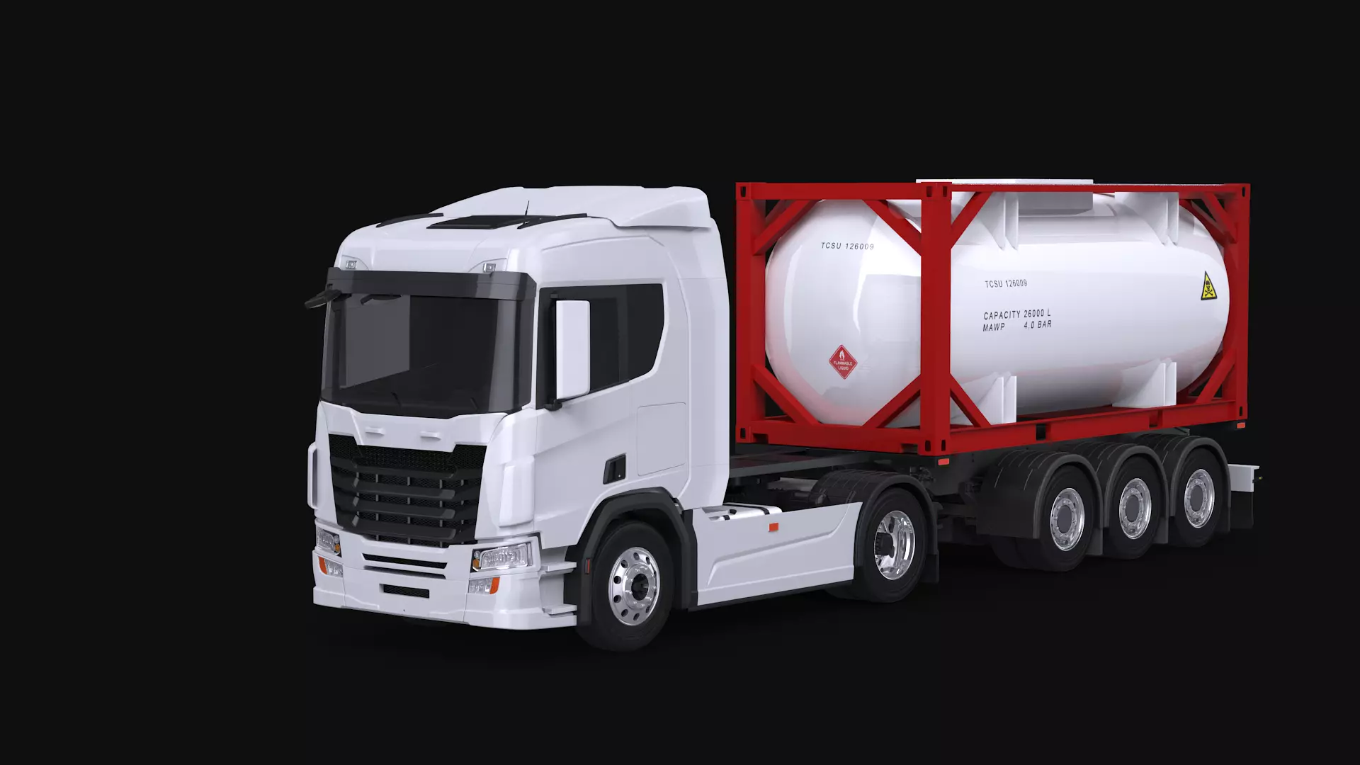 Euro Truck and ISO 20 Tanker Trailer 3D model