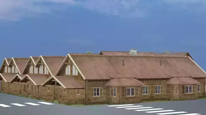 Small Town Row Buildings Pack 3D Model Low-poly 3D model 7