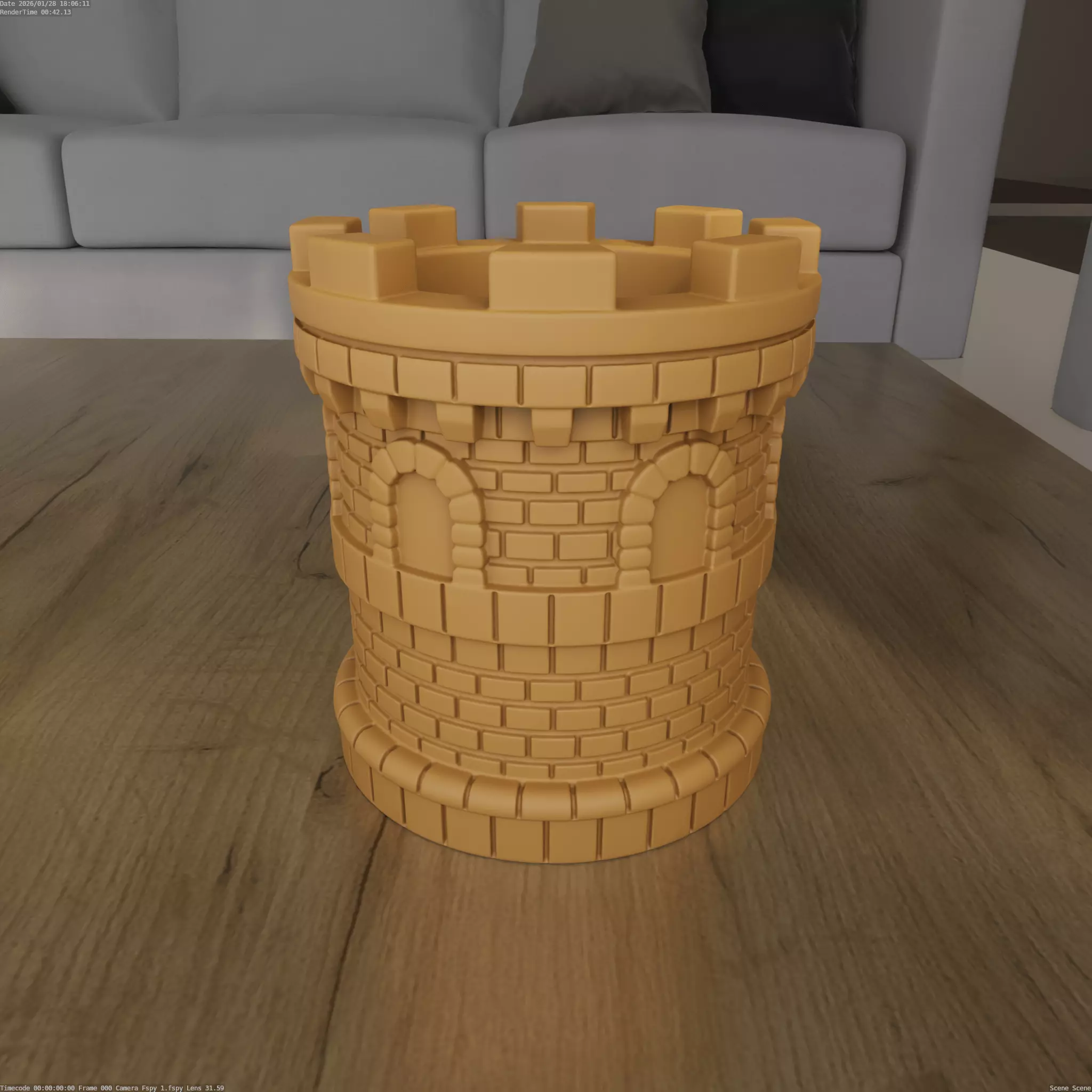 Medieval Castle Tower Planter container 3D print model