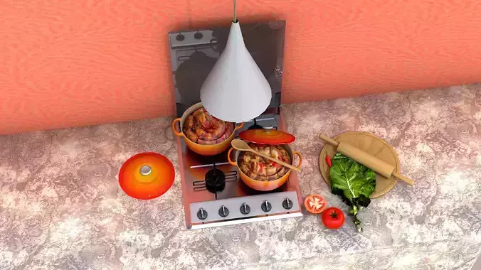 Cooking Red Orange 8 4L 3D model 5