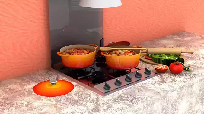 Cooking Red Orange 8 4L 3D model 6