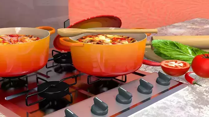 Cooking Red Orange 8 4L 3D model 7