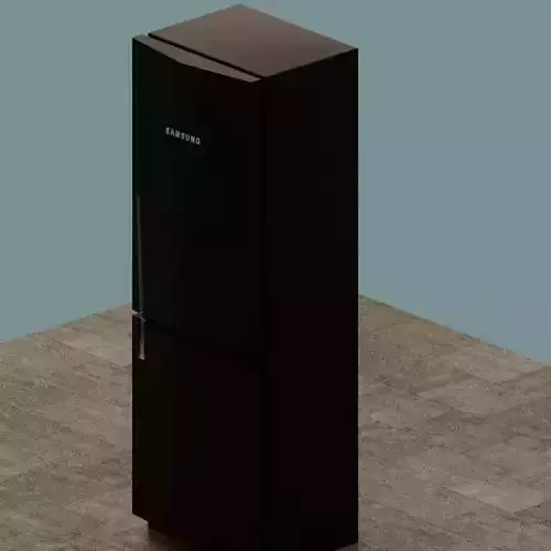 Modern Matte Black Refrigerator 3D model