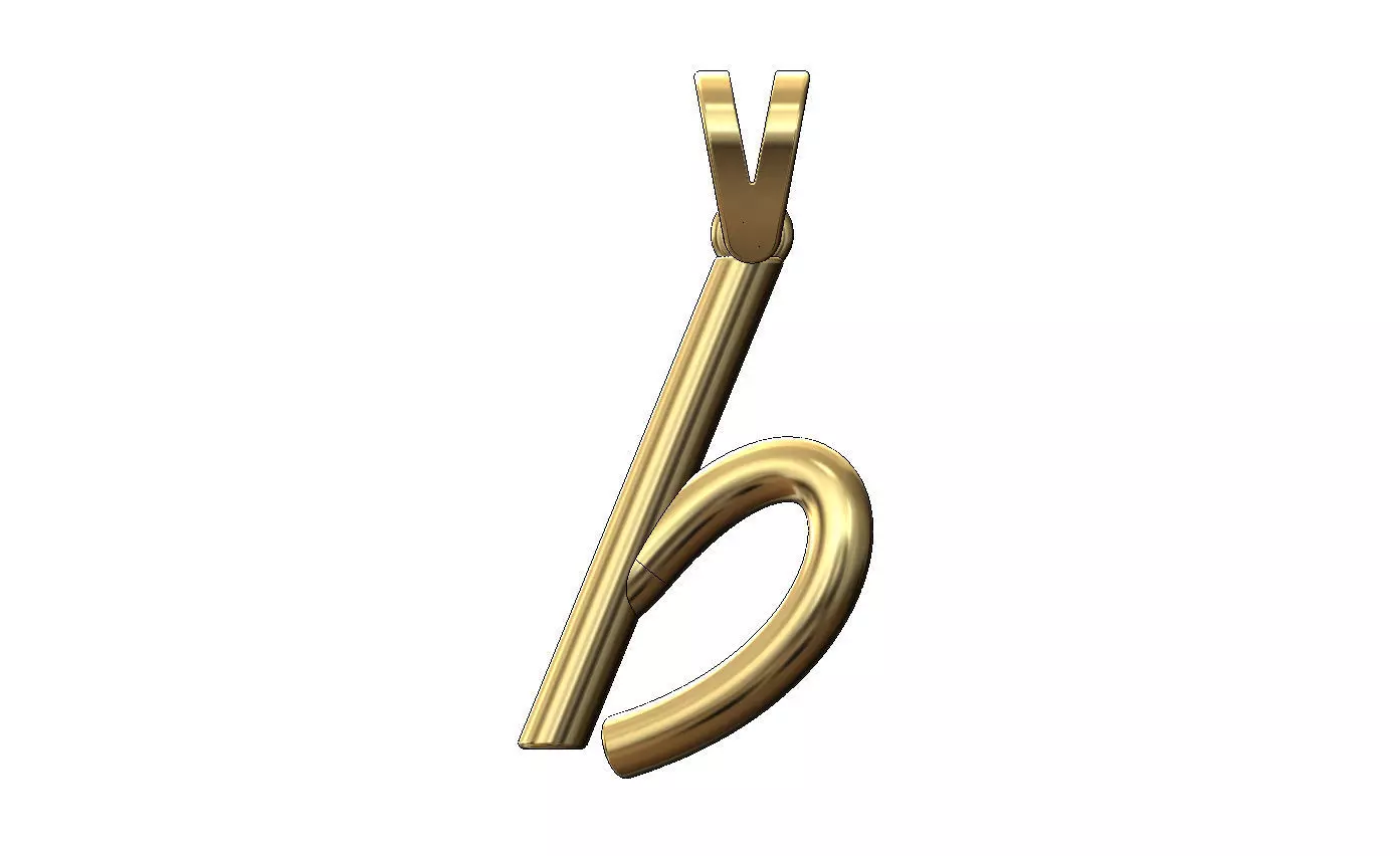 B letter initial 3d lowercase wire pendant charm bail 3D print model