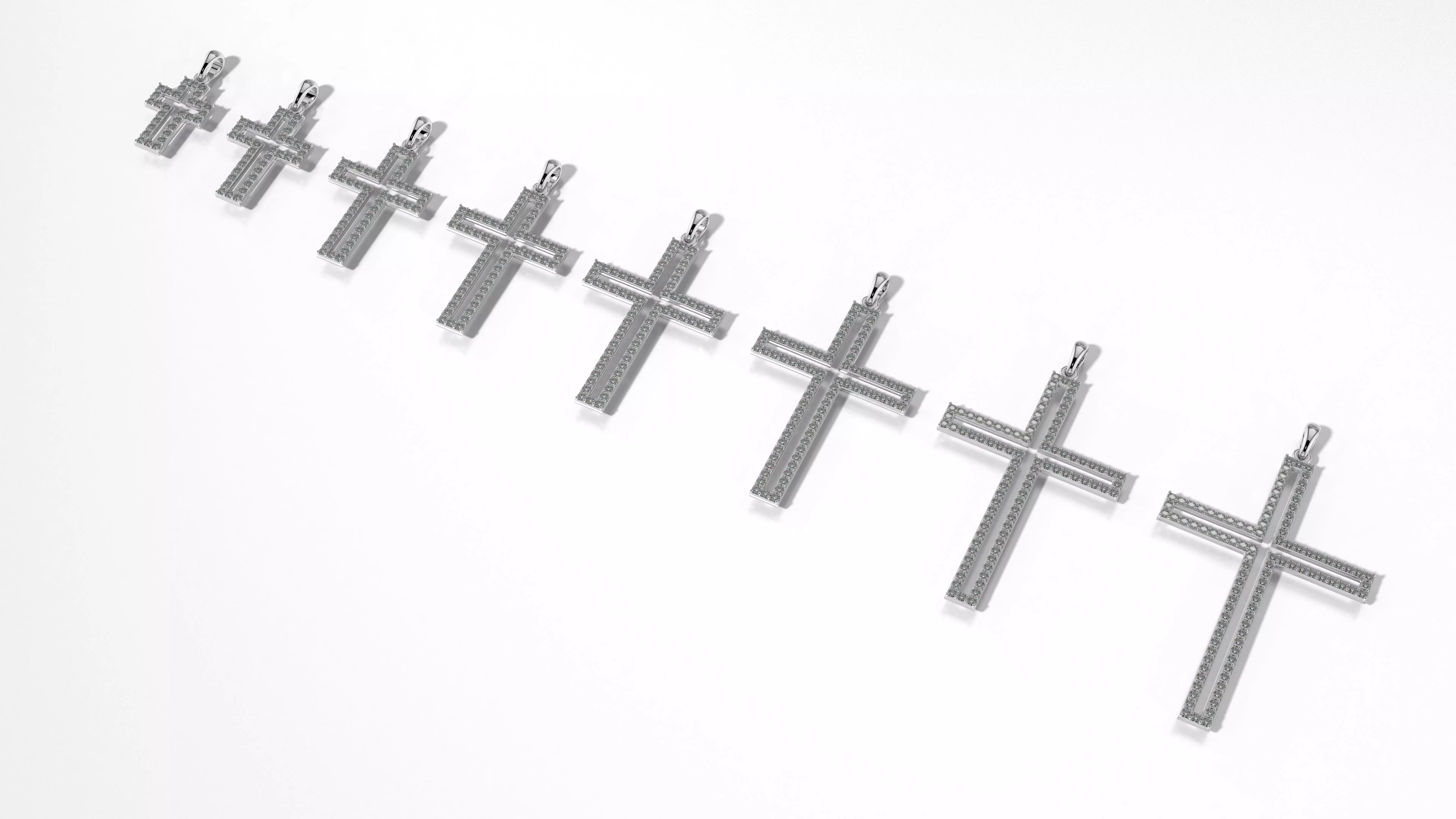 8 Diamond Crosses 1and5mm 3rows 3D print model