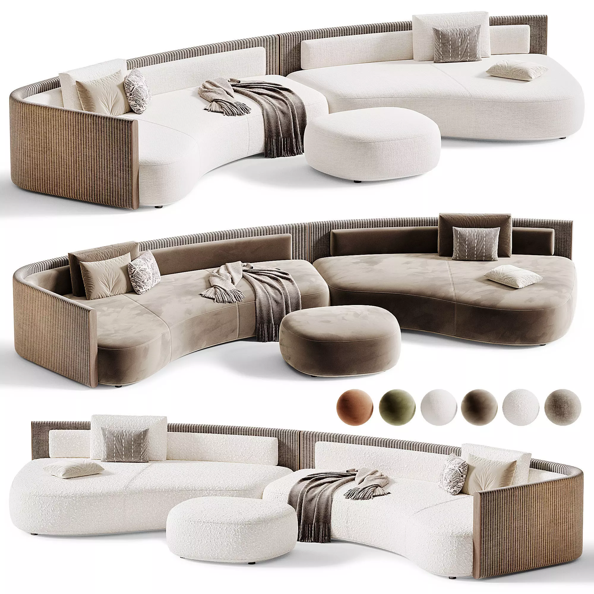 Minotti Bezier Cord Outdoor Sofa 3D model