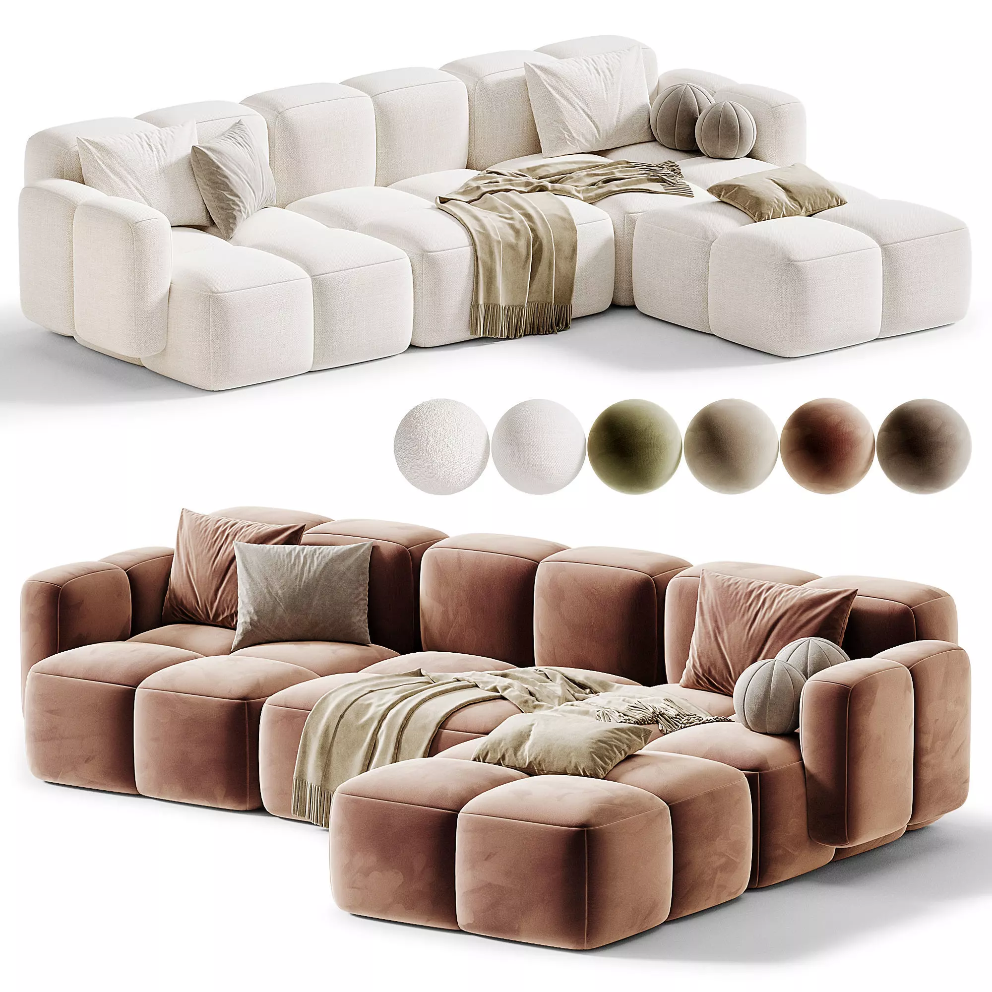 Modulares Sofa Tayla Boucle mit Hocker by Westwing 3D model