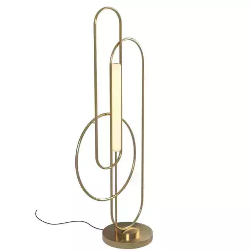 Contemporary Brass Floor Lamp with Geometric Frame