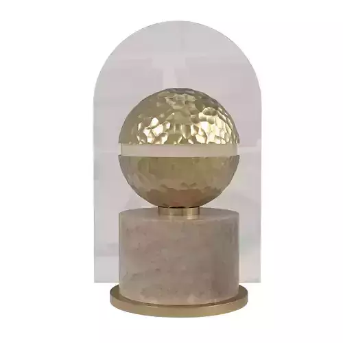 Luxury Table Lamp - Hammered Brass Sphere - Marble - Glass Arch