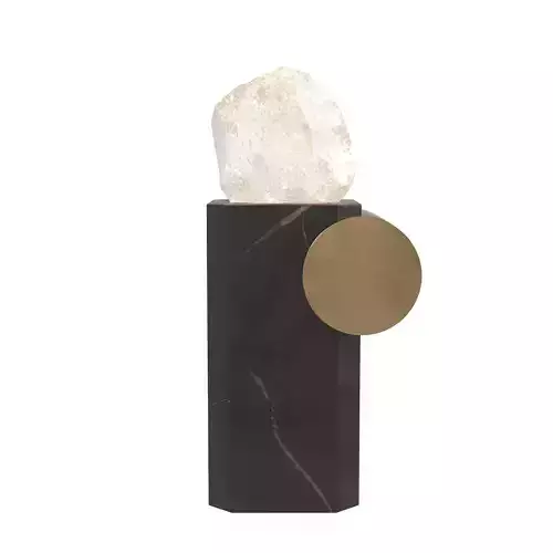 Luxury Table Lamp - Crystal on Black Marble with Brass Detail