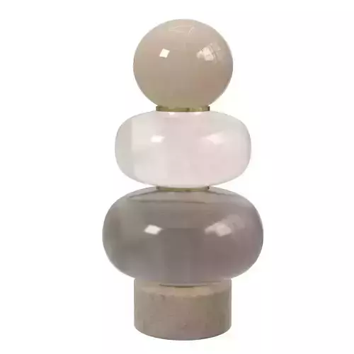 Sculptural Table Lamp - Stacked Glass Forms on Marble Base