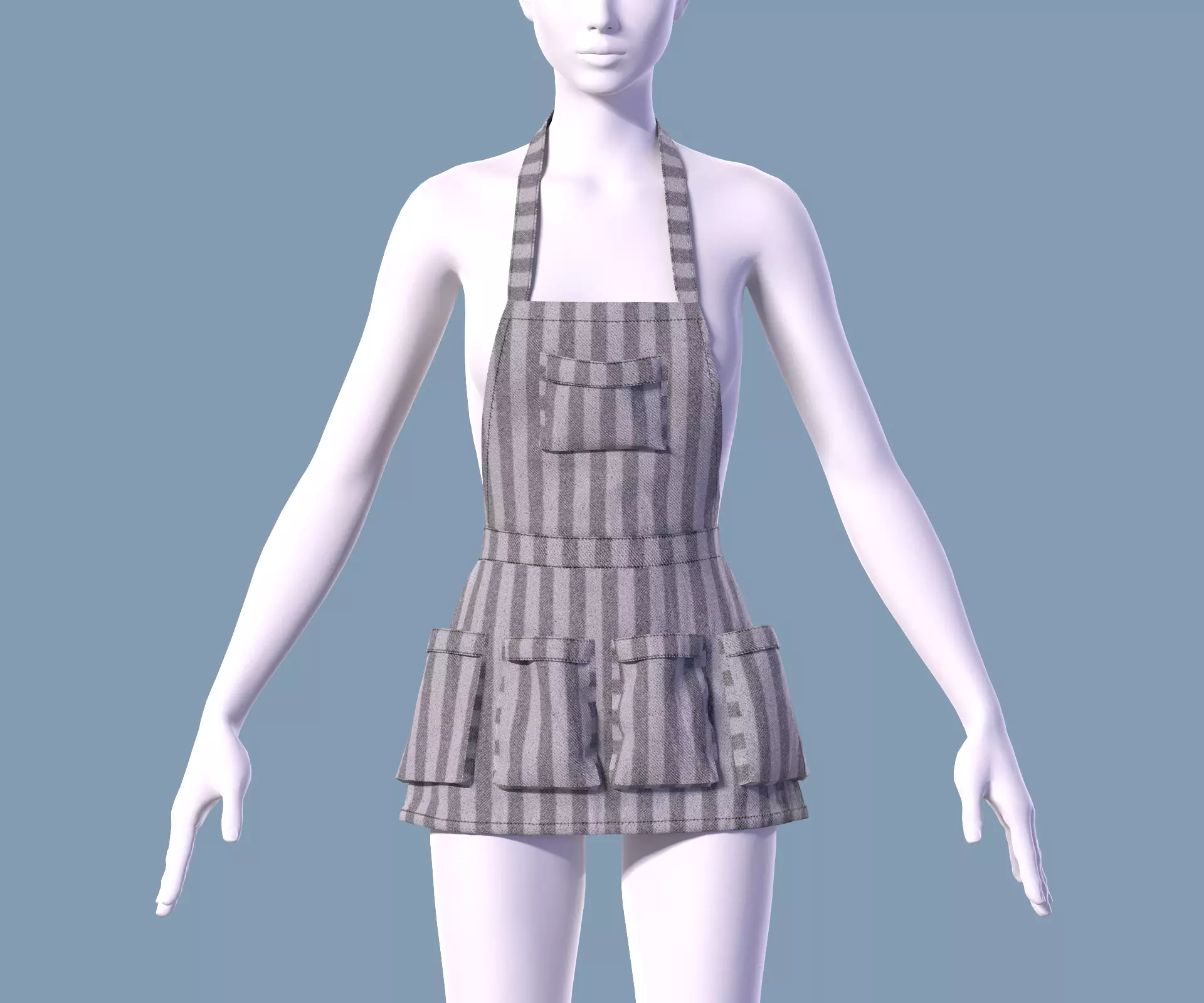 Womens apron with pockets 3D model