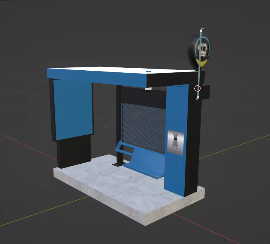 Simple and highly detailed safe bus stop 3D model