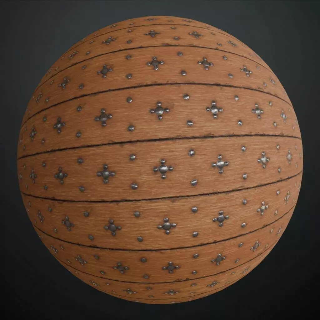 Ornamental Studded Wood Panels PBR Texture