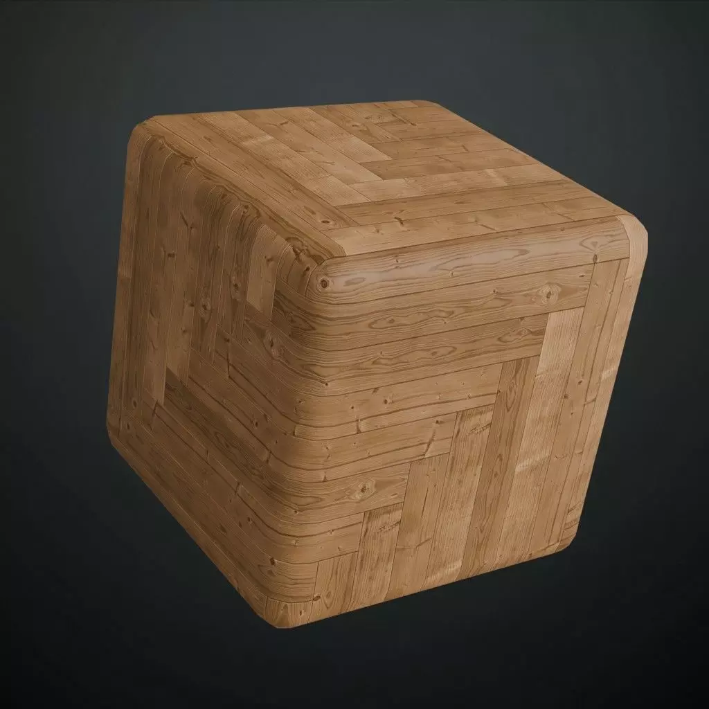 Natural Pine Herringbone Parquet PBR Texture
