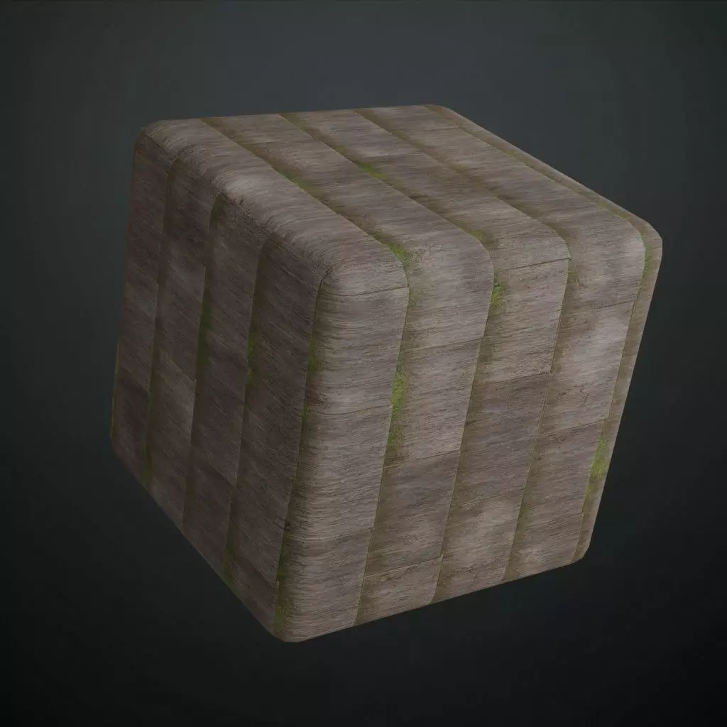 Weathered Grey Wood Planks with Moss Texture