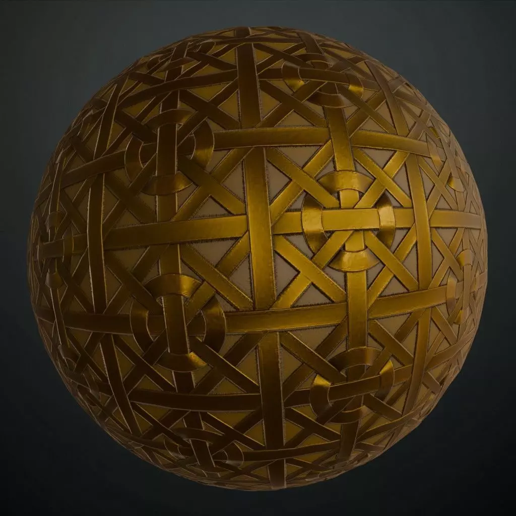 Luxury Gold Woven Geometric Pattern PBR Texture
