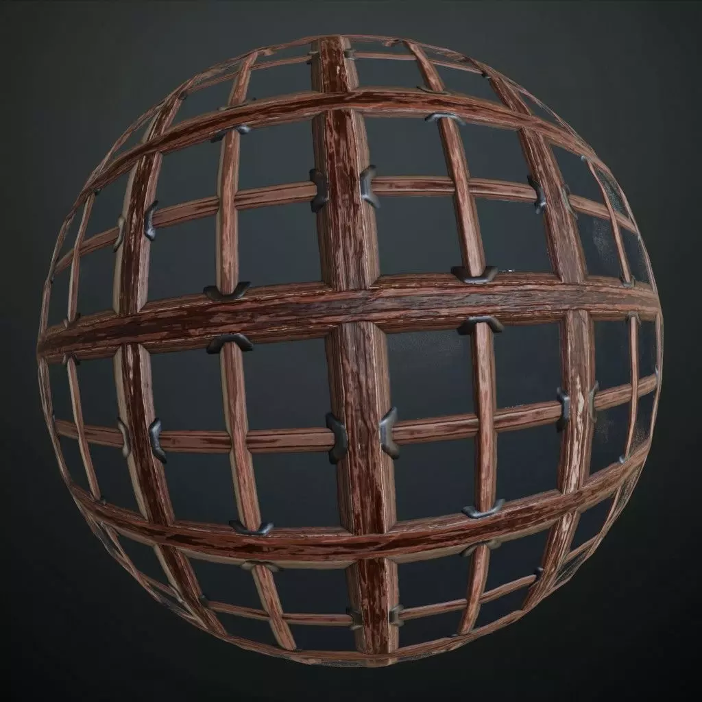 Medieval Heavy Timber Cage Lattice PBR Texture