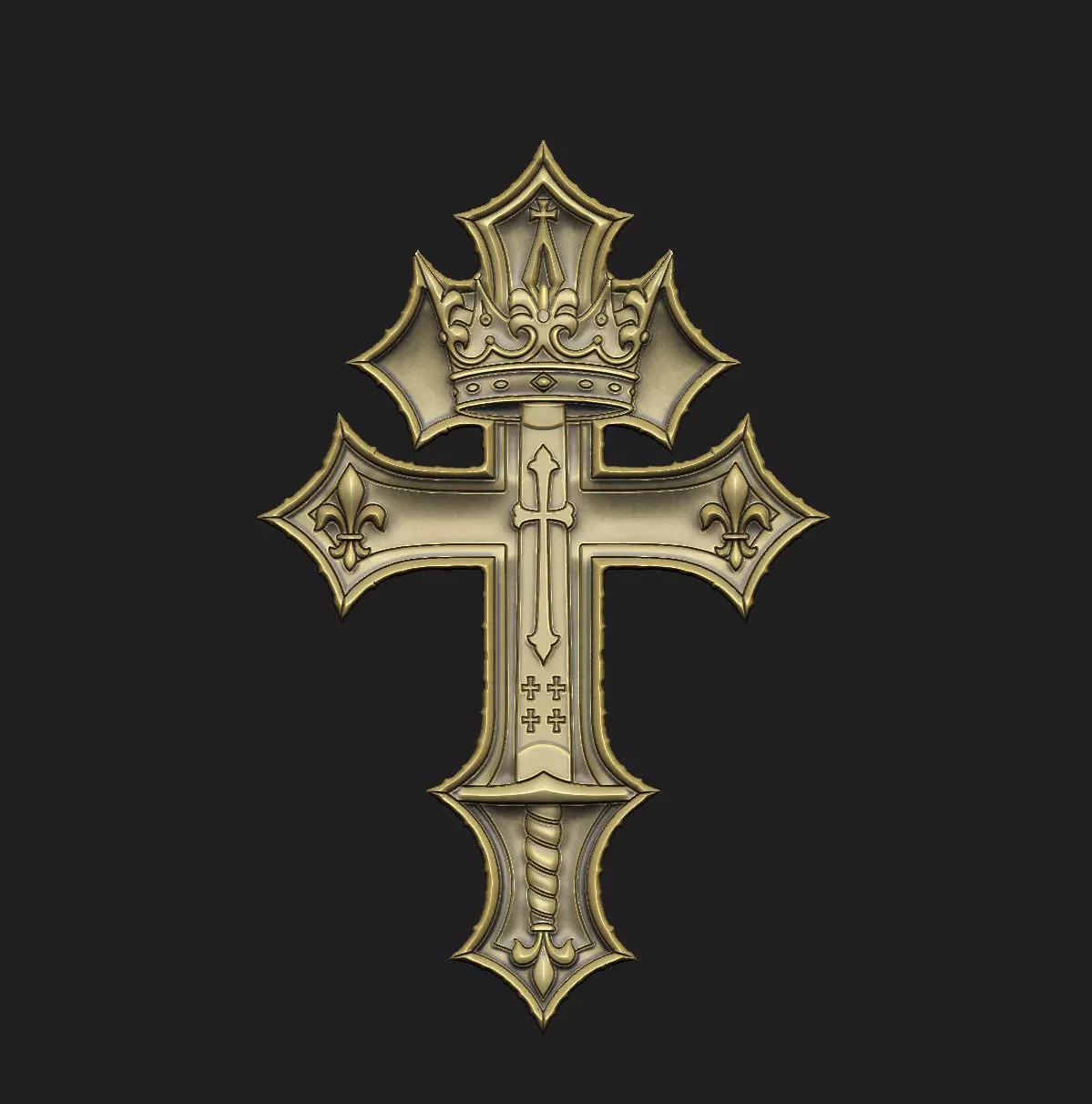 Cross Iris design warrior strong power baroque antique medieval 3D print model