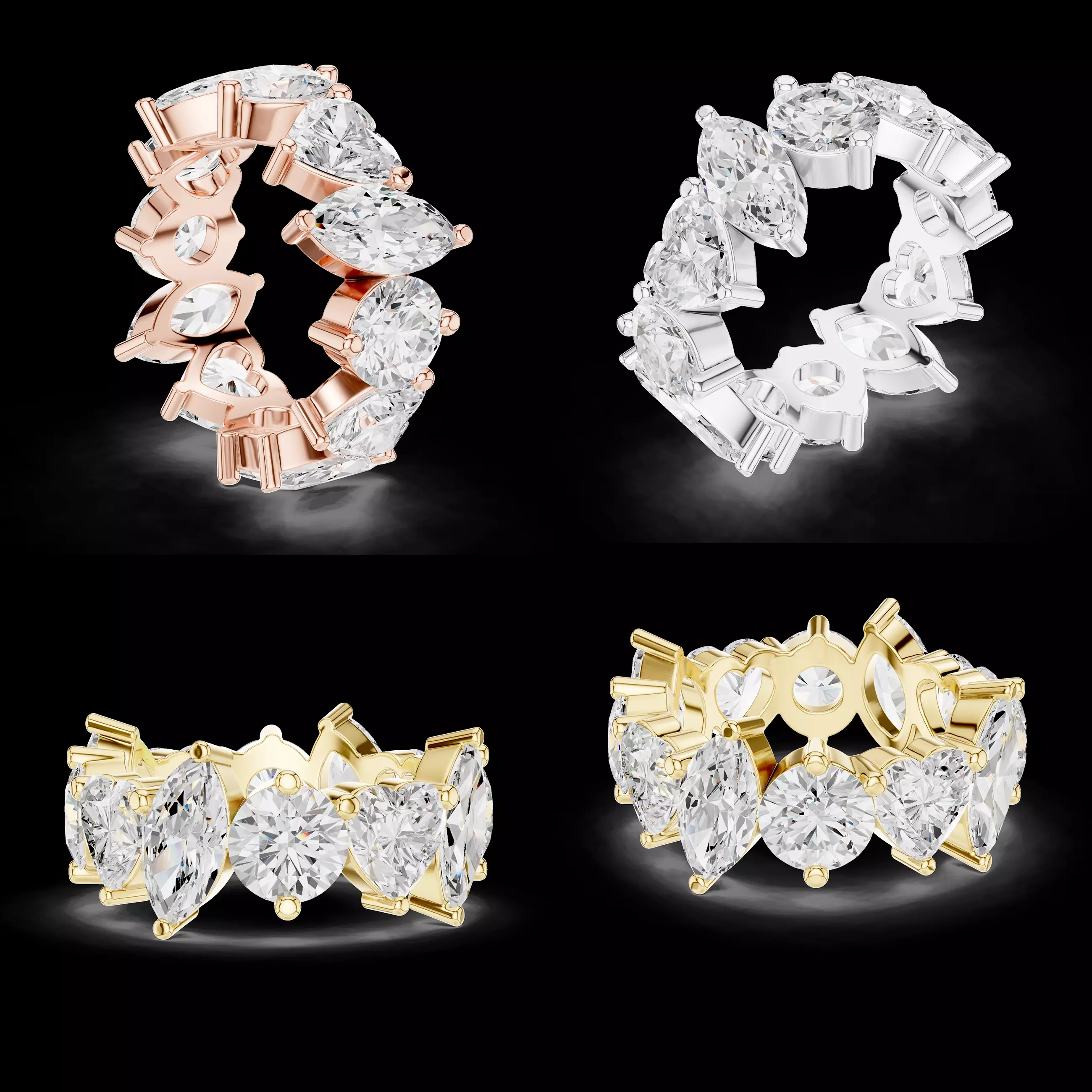 Marquise Diamond Eternity Band 3D CAD Ring Model for Jewellery 3D print model