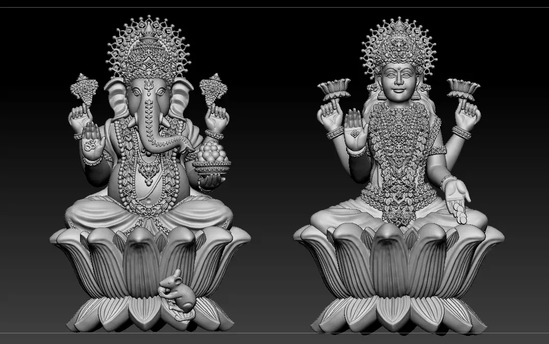 Laxmi Ganesh 3D print model 3D print model 3D print model