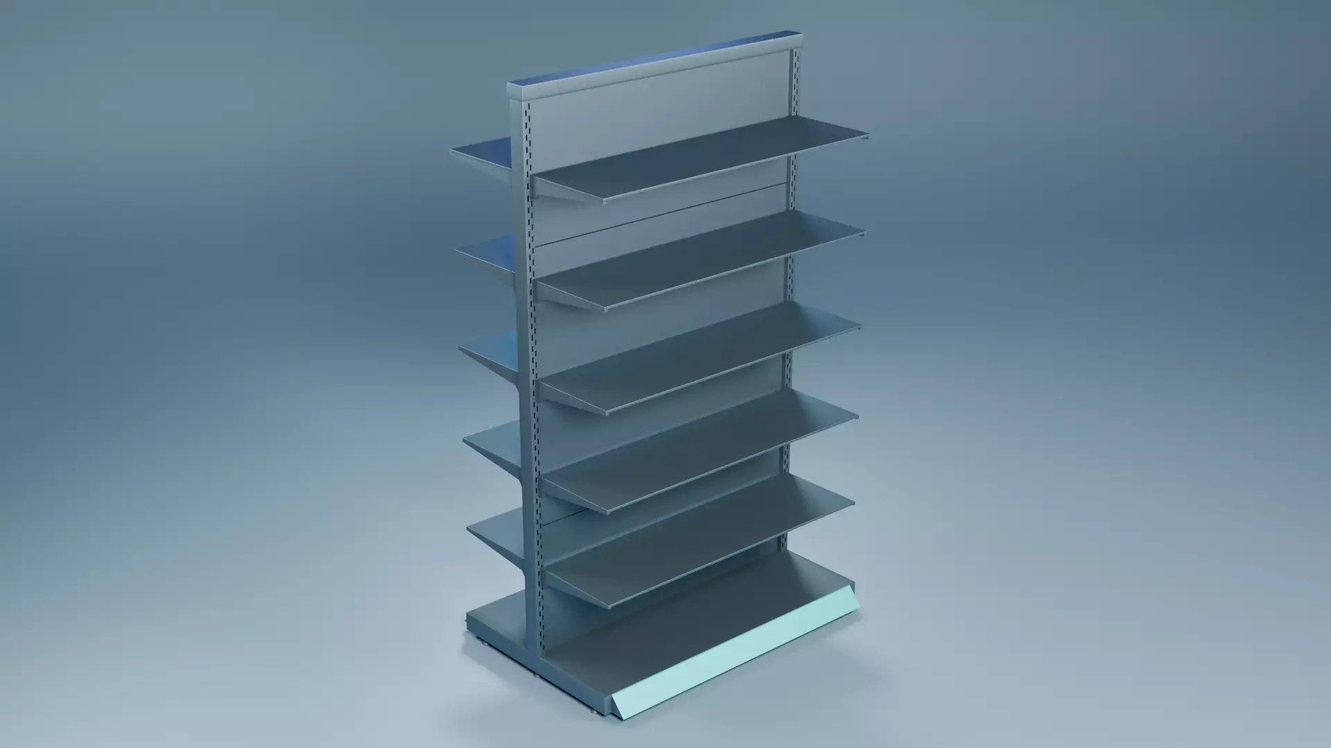 Retail Gondola Shelf for Supermarkets Low-poly 3D model