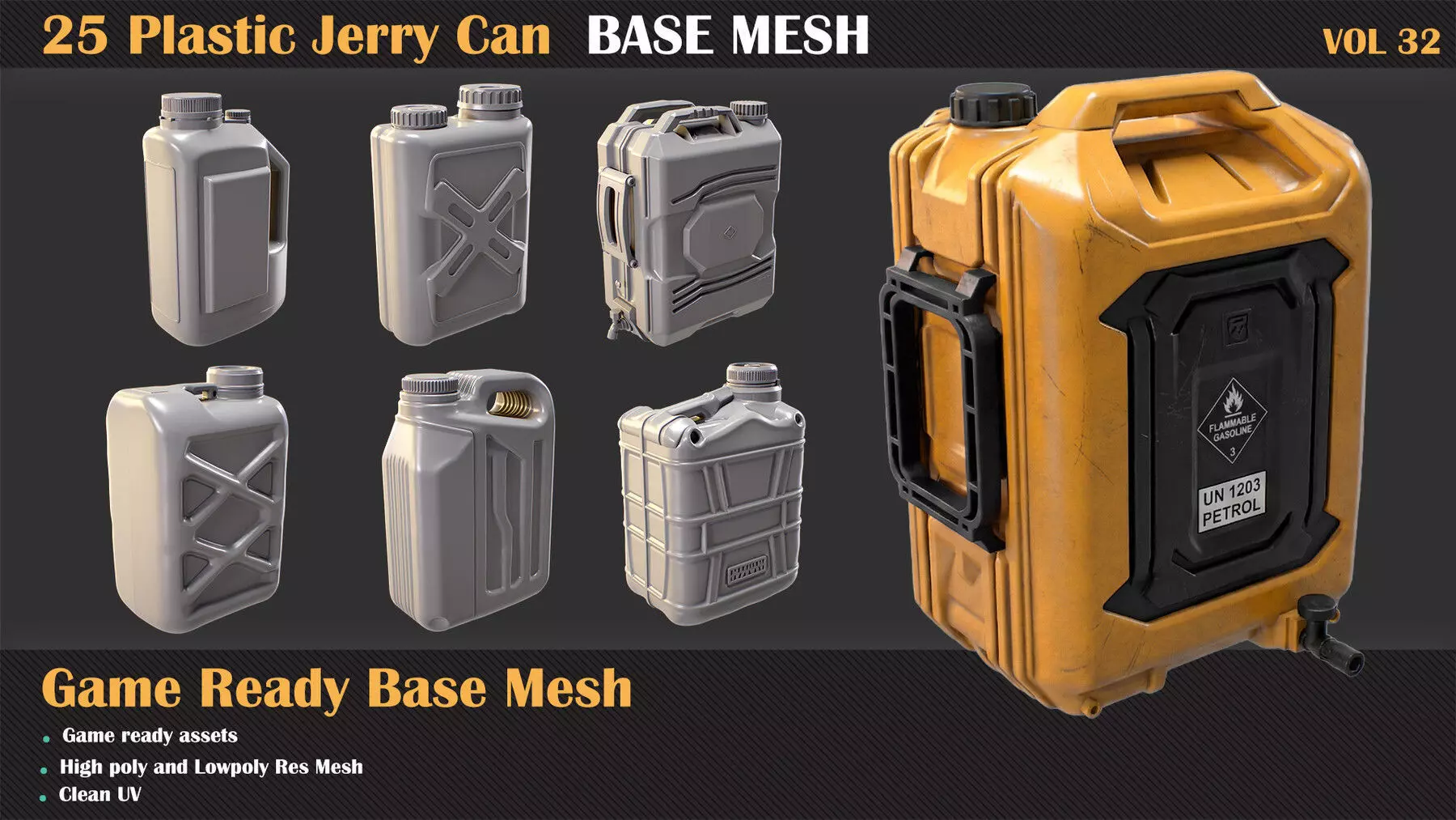 25 Jerry Can Base Mesh - VOL 32 Low-poly 3D model
