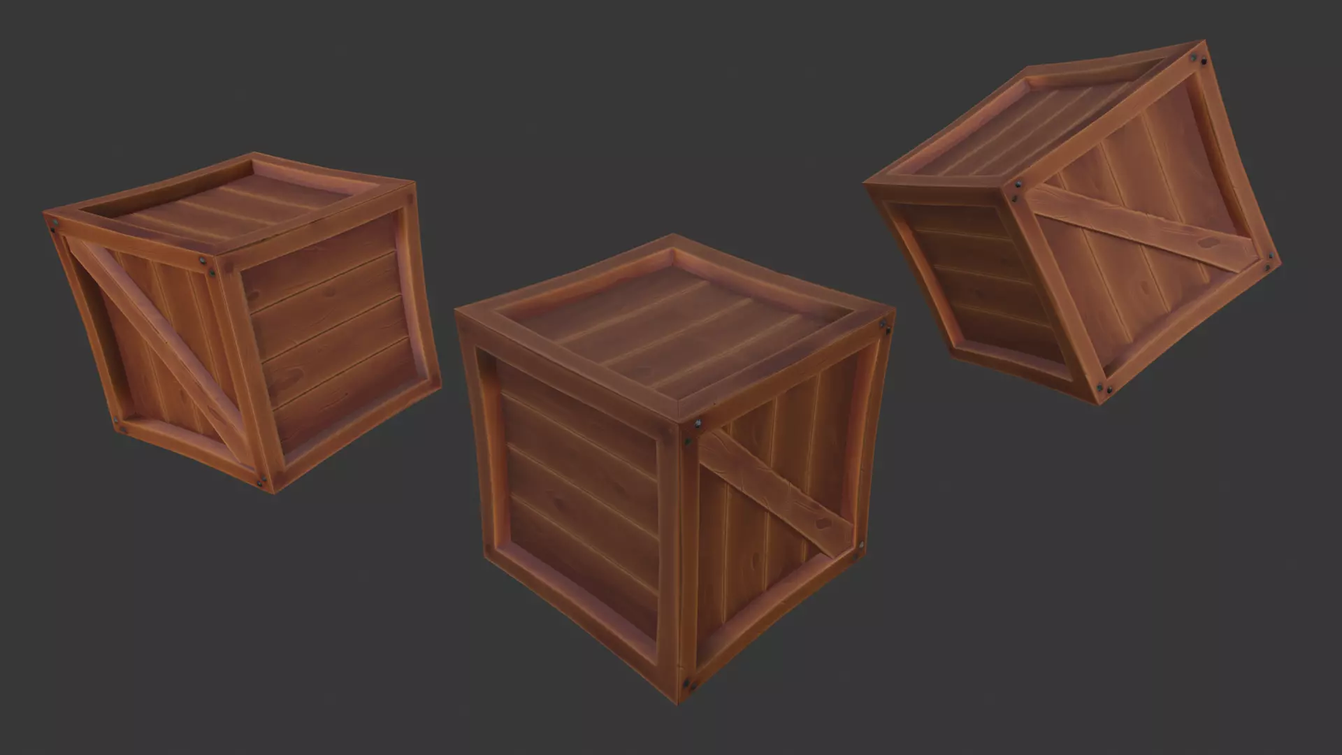Stylized Wooden Crate Low-poly 3D model