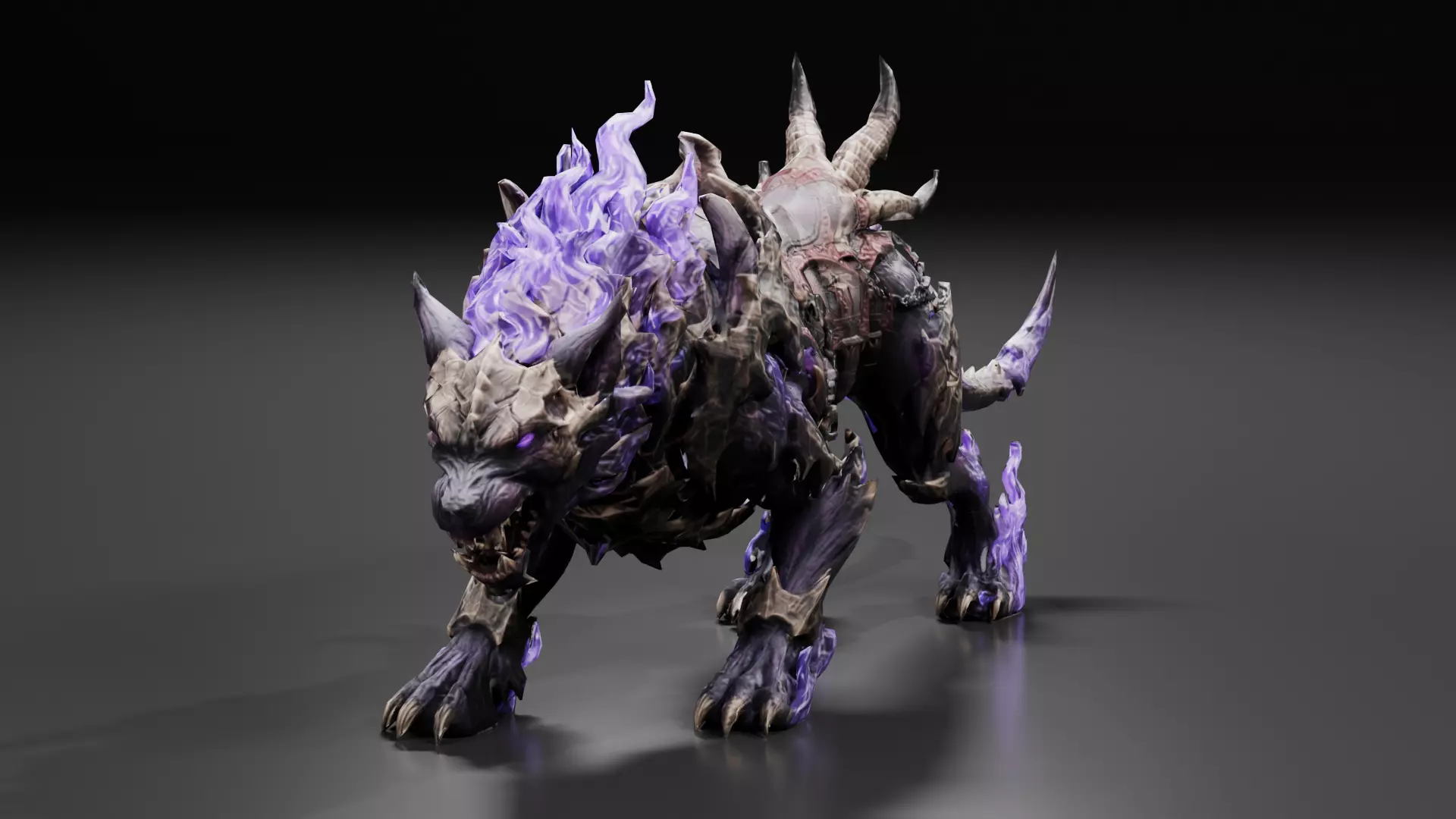 Demon Wolf Creature Low-poly 3D model
