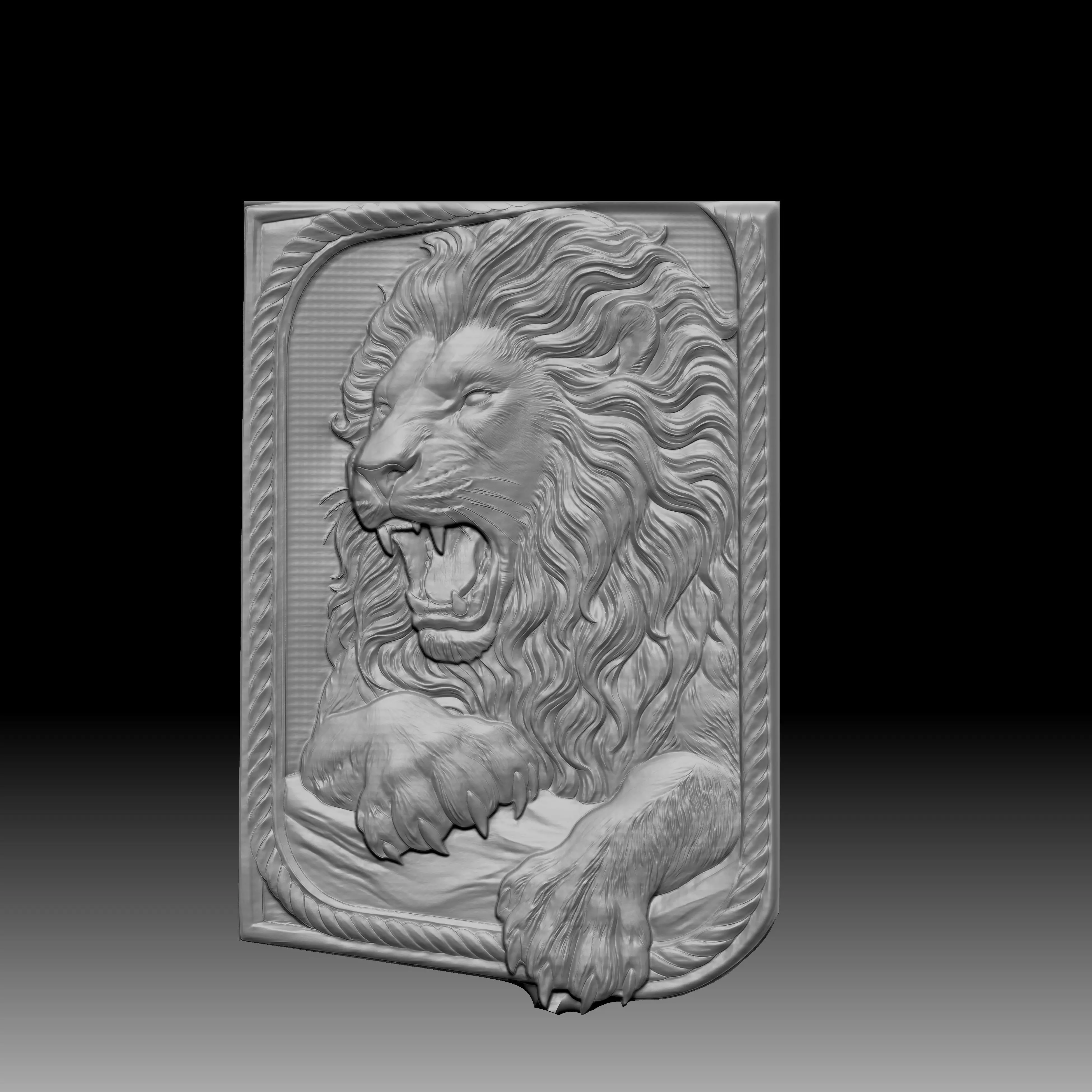 lion wood cutting 3D print model