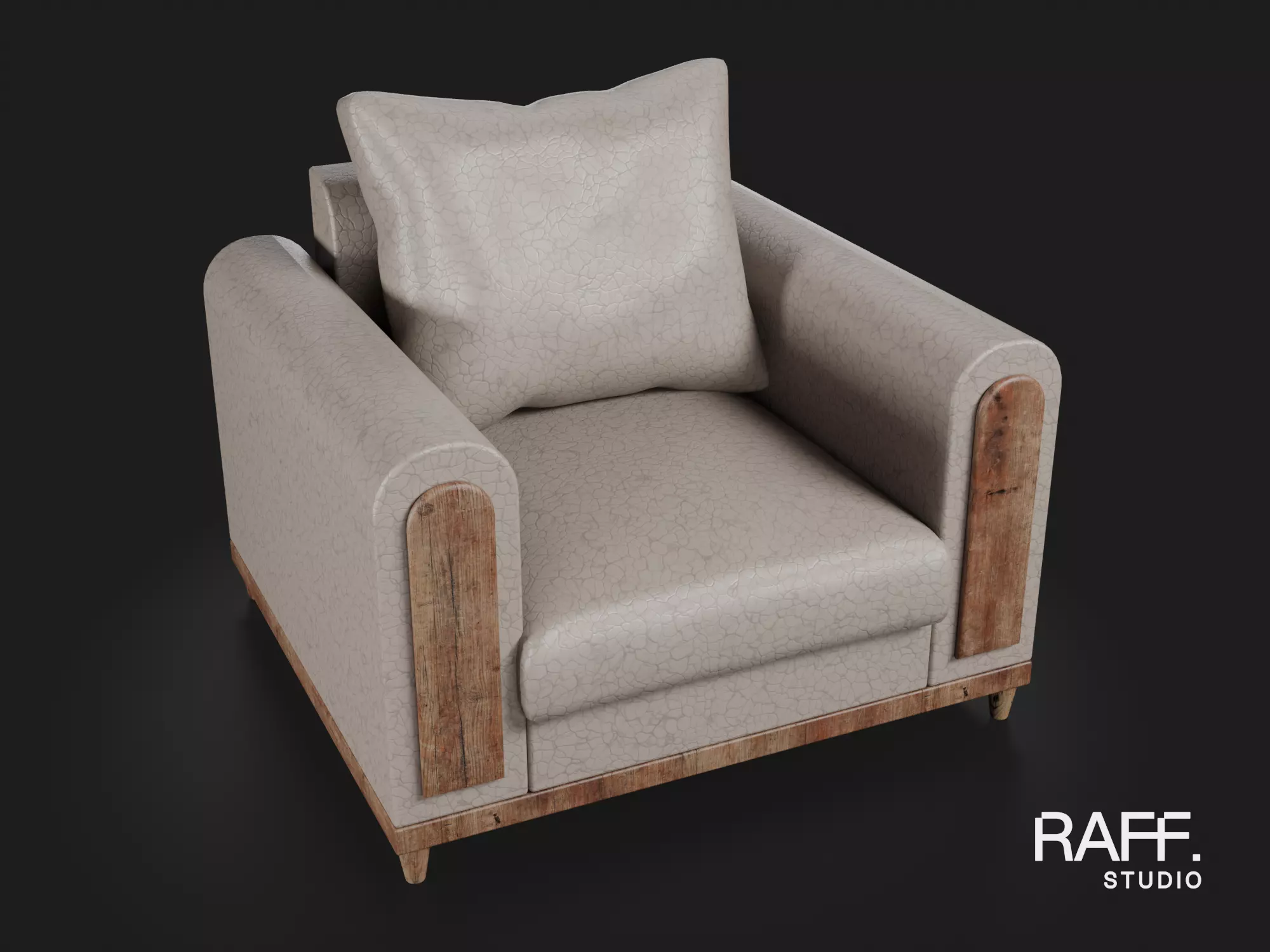Rustic Leather Armchair - Country Upholstered Furniture 3D model