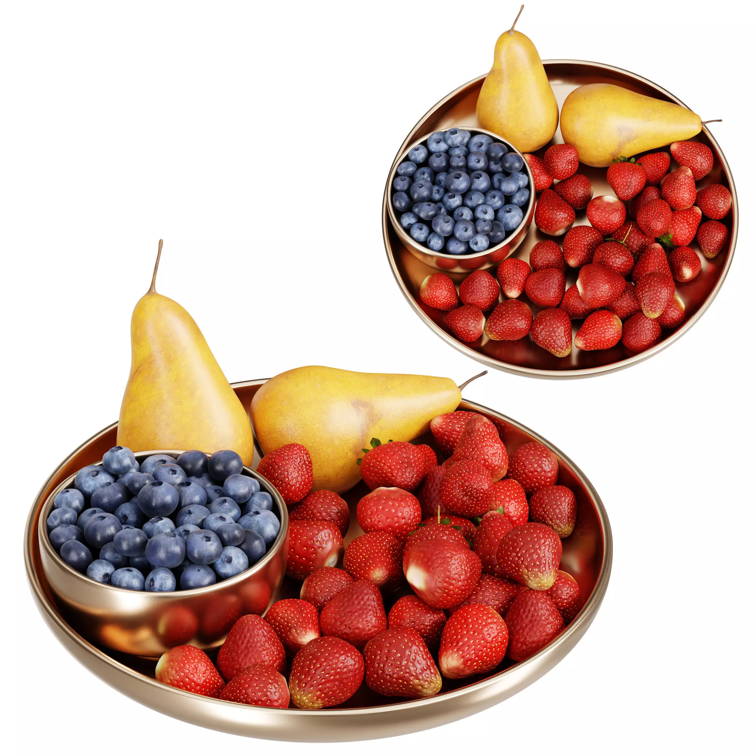 Fruit Plate with Berries and Pears 3D Model Low-poly 3D model