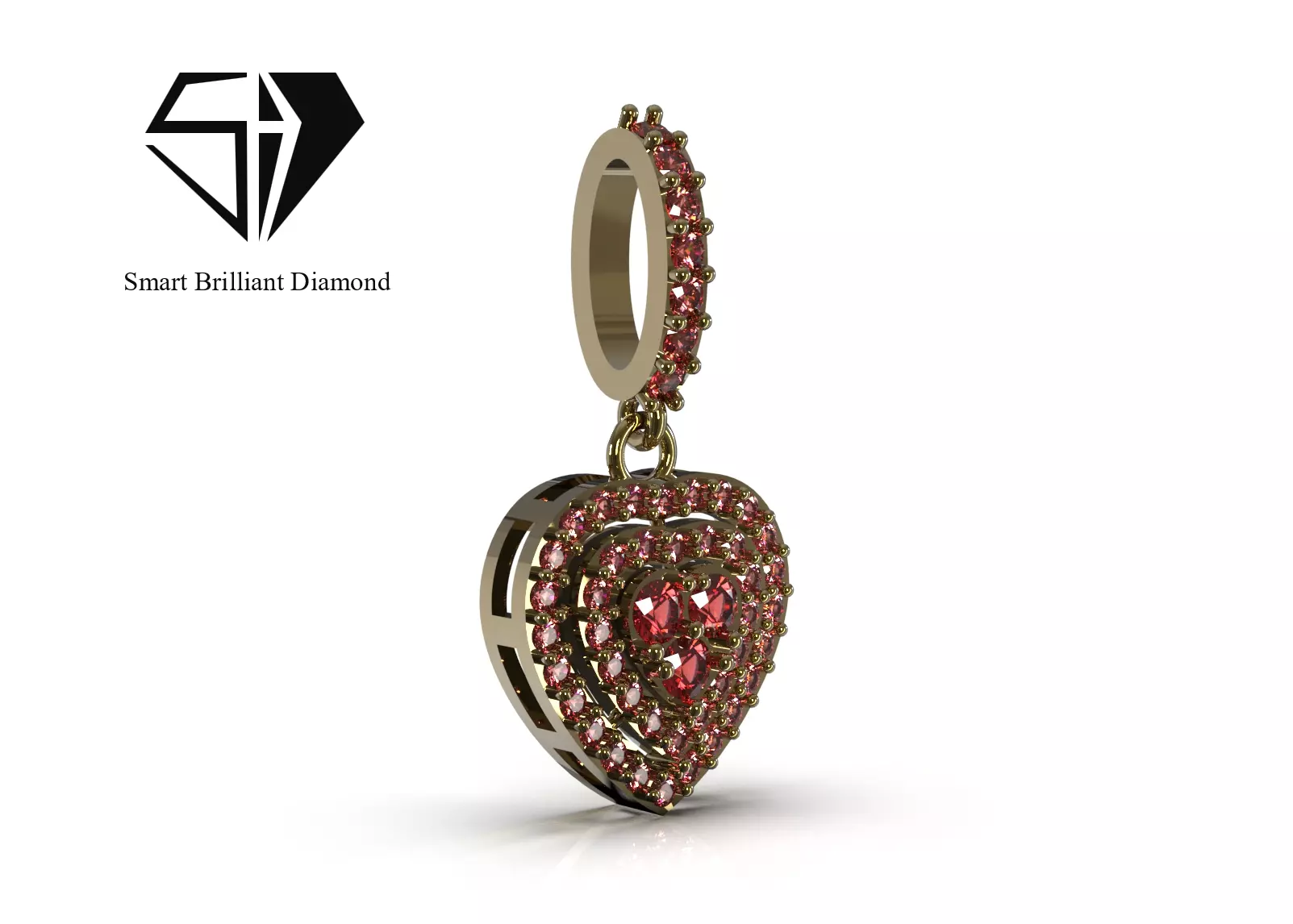 Deep Passion Layered Ruby Heart Pendant CAD Design jp0418 3D print model